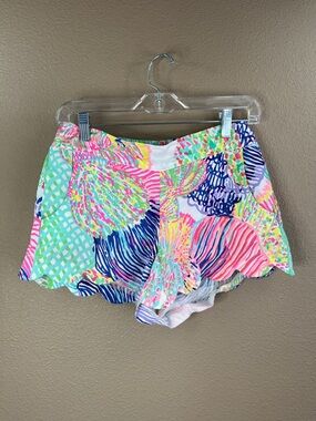 Vibrant Multi-Color Scallop Hem Women’s Shorts